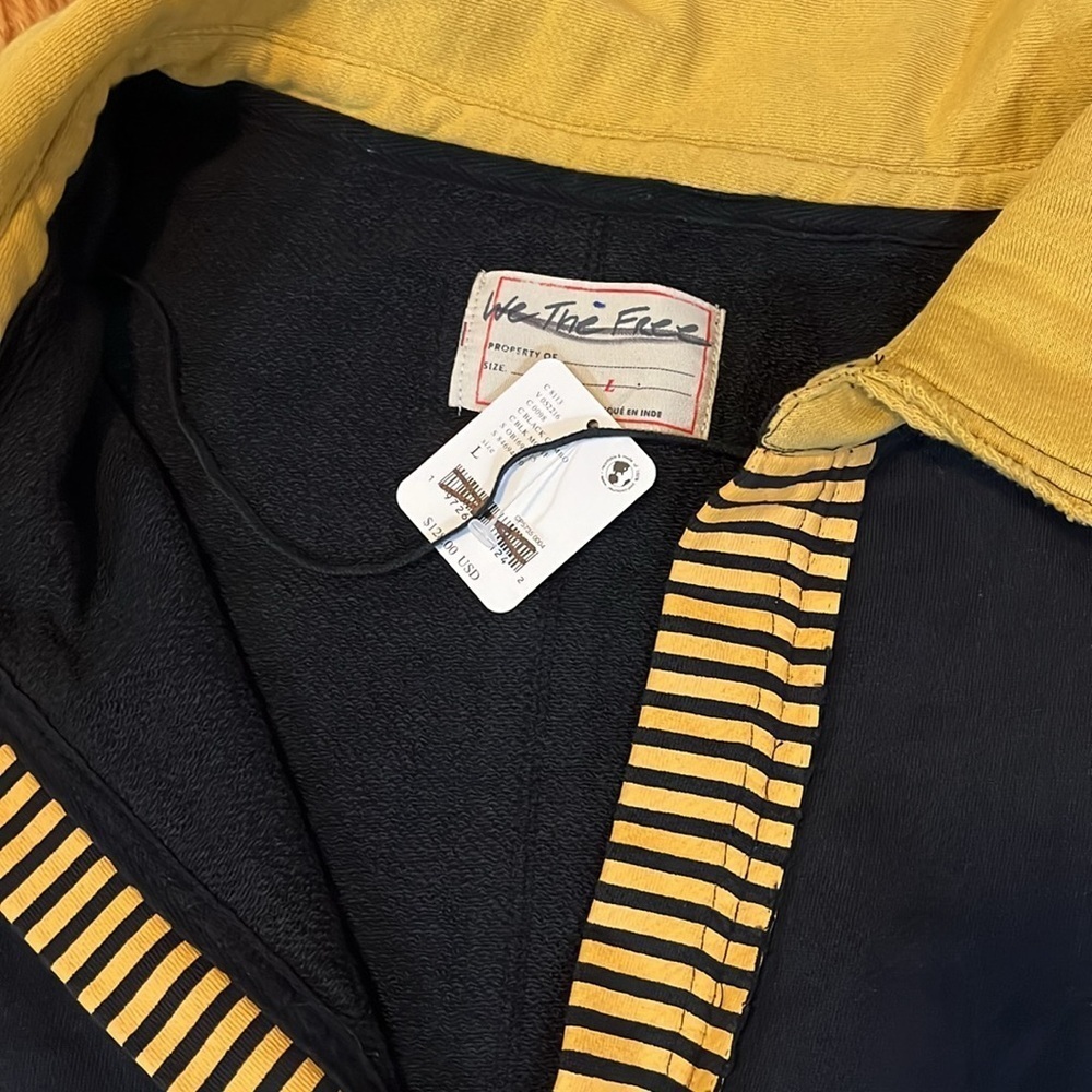 Free People Black and Mustard Striped Pullover Hoodie - Picture 6 of 14